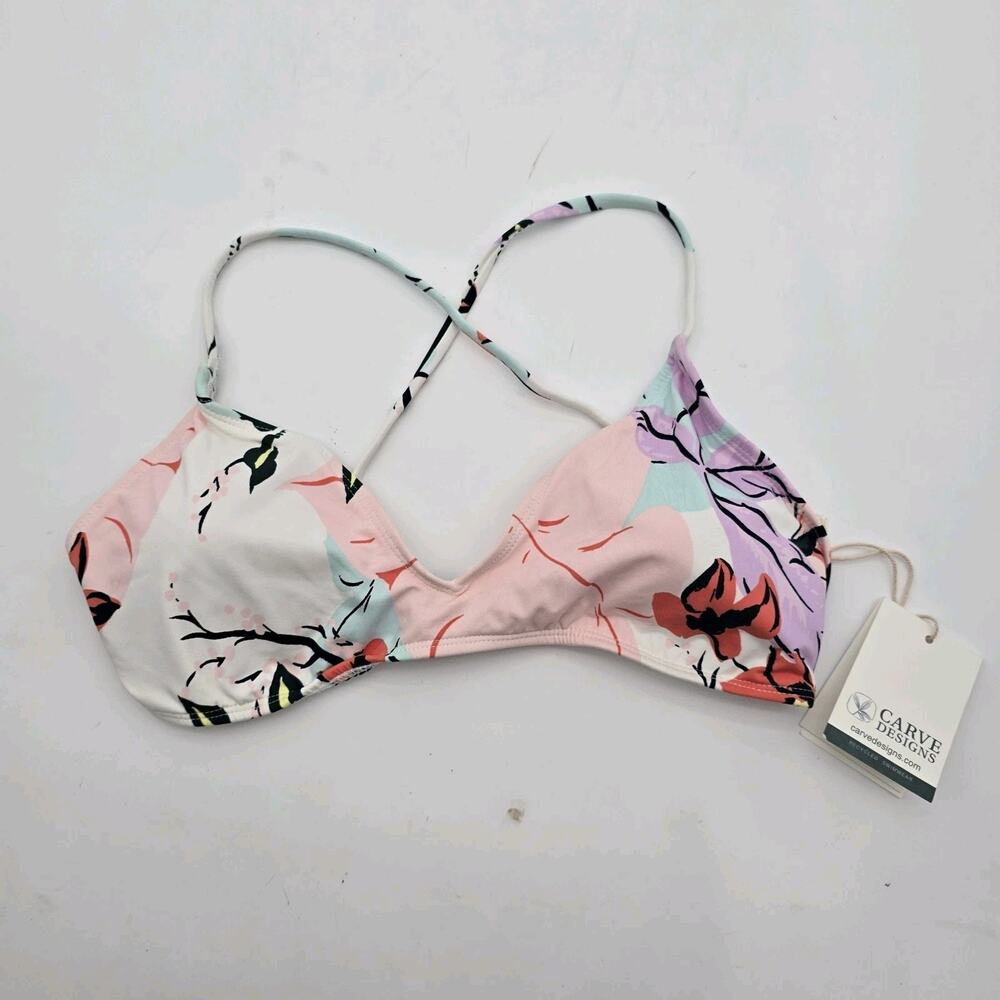 Carve Designs Swim Top Womens Large Pink Tamarindo Charm Tie Bathing Suit Bird